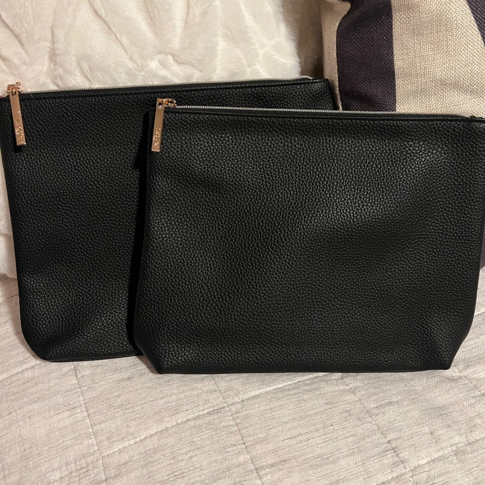 Lancome Black Pouch with Deep hot pink Interior